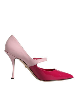 Dolce &amp; Gabbana Two Tone Pink Leather Mary Jane Heels Pumps Shoes