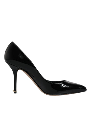 Dolce &amp; Gabbana Black Patent Leather High Heels Pumps Shoes