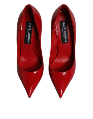 Dolce &amp; Gabbana Red Patent Leather Stiletto Heels Pumps Shoes