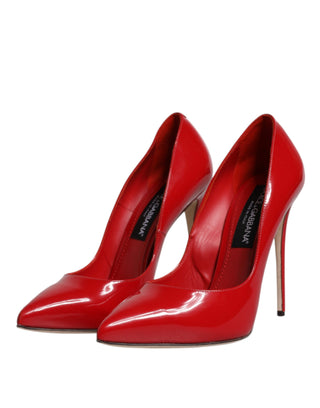 Dolce &amp; Gabbana Red Patent Leather Stiletto Heels Pumps Shoes