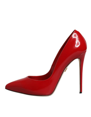 Dolce &amp; Gabbana Red Patent Leather Stiletto Heels Pumps Shoes