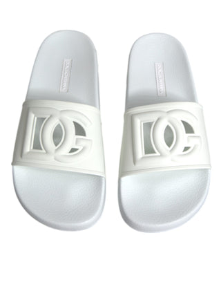 Dolce &amp; Gabbana White Rubber Slides Sandals Beachwear Shoes