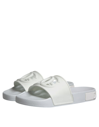 Dolce &amp; Gabbana White Rubber Slides Sandals Beachwear Shoes