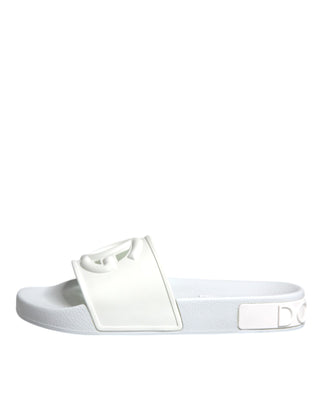 Dolce &amp; Gabbana White Rubber Slides Sandals Beachwear Shoes