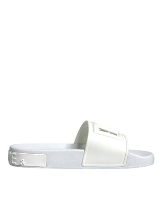 Dolce &amp; Gabbana White Rubber Slides Sandals Beachwear Shoes