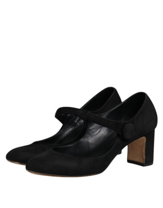 Dolce &amp; Gabbana Black Suede Leather KEIRA Heels Pumps Shoes