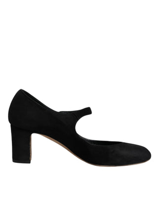 Dolce &amp; Gabbana Black Suede Leather KEIRA Heels Pumps Shoes