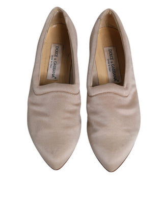 Dolce &amp; Gabbana Beige Fabric Slip On Ballerina Flats Shoes