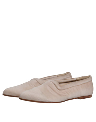 Dolce &amp; Gabbana Beige Fabric Slip On Ballerina Flats Shoes