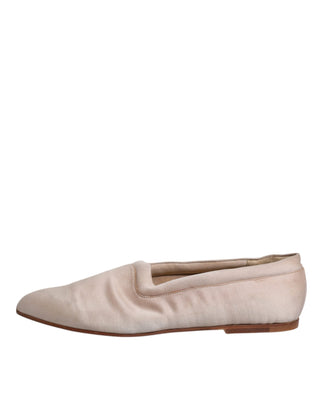 Dolce &amp; Gabbana Beige Fabric Slip On Ballerina Flats Shoes