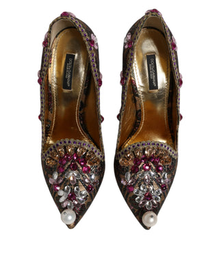 Dolce &amp; Gabbana Multicolor Embellished Jacquard Pumps Shoes