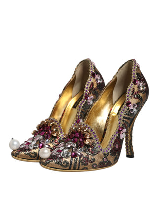 Dolce &amp; Gabbana Multicolor Embellished Jacquard Pumps Shoes