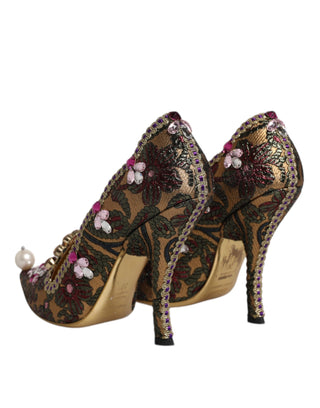 Dolce &amp; Gabbana Multicolor Embellished Jacquard Pumps Shoes