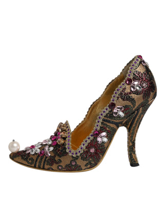 Dolce &amp; Gabbana Multicolor Embellished Jacquard Pumps Shoes