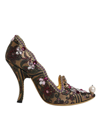 Dolce &amp; Gabbana Multicolor Embellished Jacquard Pumps Shoes