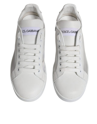 Dolce & Gabbana White Calf Leather Portofino Sneakers Shoes