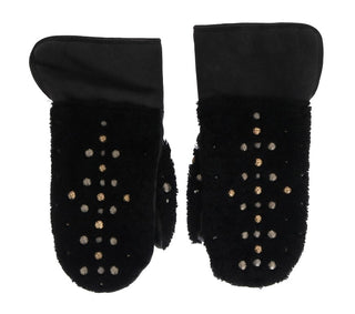 Dolce &amp; Gabbana Studded Black Leather Gentleman's Gloves