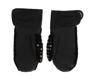 Dolce &amp; Gabbana Studded Black Leather Gentleman's Gloves