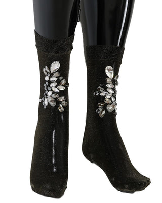 Dolce &amp; Gabbana Crystal-Embellished Black Mid-Calf Stockings