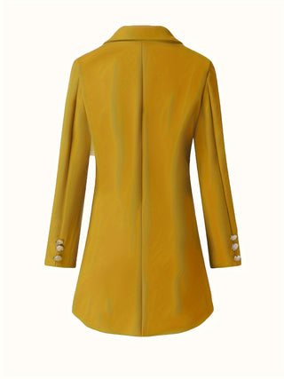 Double Breasted Lapel Coat, Elegant Long Sleeve Long Length Coat for Autumn Winter, Women's Clothing 