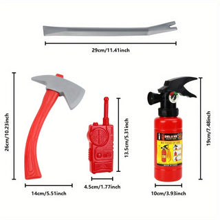 مجموعة أجهزة مكافحة الحريق، مكونة من 4 قطع، تتضمن ميكروفونًا بلاستيكيًا لاسلكيًا، مسمارًا، قطعة، بخاخ مياه، مجموعة أجهزة موسيقية، مناسبة لأدوات الأداء المسرحي،، إكسسوارات ديكورية، لا يلزم استخدام الكهرباء.
