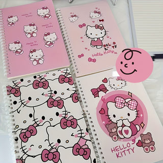 Set of 4 Sanrio Hello Kitty Assorted Design Spiral Notebooks, A4 Size Thick Paper, Ages 14+ - Licensed Writing Notebooks Without Feathers.