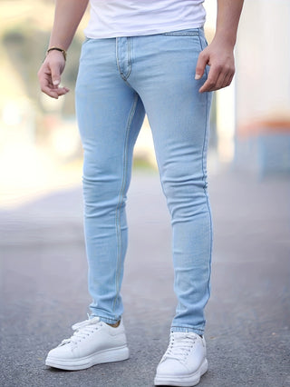 Men's Skinny Jeans, Comfortable, Cotton Blend, Hand Wash, Suitable for All Seasons 