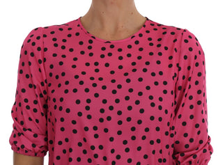 Dolce &amp; Gabbana Chic Pink Polka Dotted Silk Blouse