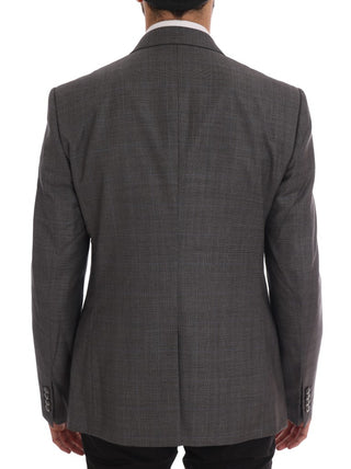 Dolce &amp; Gabbana Sleek Gray Checkered Wool Blazer