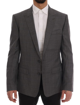 Dolce &amp; Gabbana Sleek Gray Checkered Wool Blazer