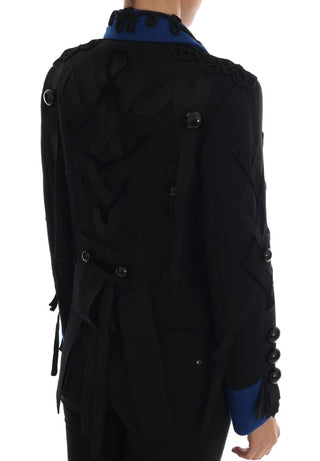 Dolce &amp; Gabbana Chic Black &amp; Blue Short Trench Jacket