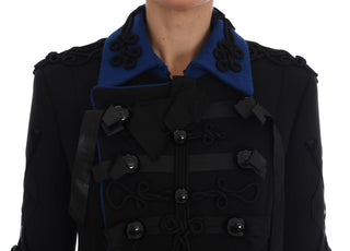 Dolce &amp; Gabbana Chic Black &amp; Blue Short Trench Jacket