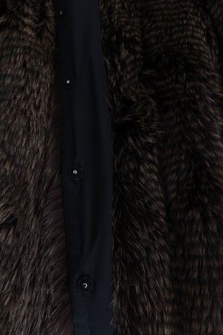 Dolce &amp; Gabbana Elegant Brown Raccoon Fur Knee-Length Coat