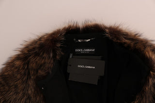 Dolce &amp; Gabbana Elegant Brown Raccoon Fur Knee-Length Coat