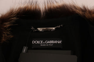 Dolce &amp; Gabbana Elegant Brown Raccoon Fur Knee-Length Coat