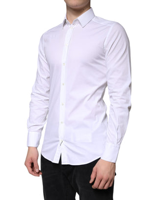Dolce & Gabbana White Cotton Formal Men GOLD Dress Shirt