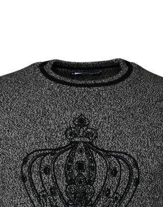 Dolce & Gabbana Gray Crown King Cashmere Pullover Sweater