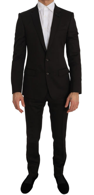 Dolce &amp; Gabbana Elegant Brown Jacquard Martini Suit