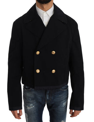 Dolce &amp; Gabbana Elegant Dark Blue Trench Coat Jacket