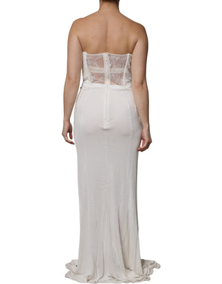 Elisabetta Franchi White Strapless Bustier Mermaid Gown Dress