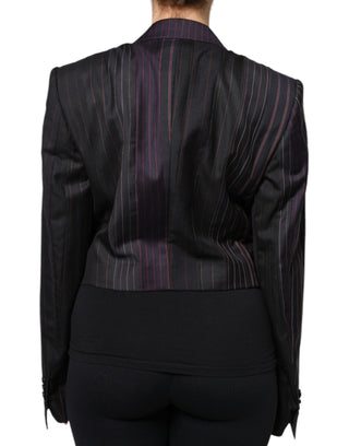 Dolce & Gabbana Multicolor Stripes Wool Cropped Blazer Coat Jacket