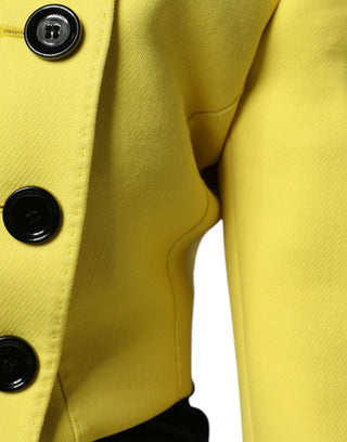 Dolce & Gabbana Lemon Yellow Wool Long Sleeves Cropped Coat Jacket