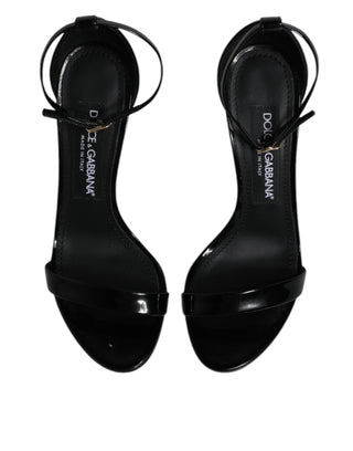 Dolce &amp; Gabbana Black KEIRA Heels Ankle Strap Sandals Shoes