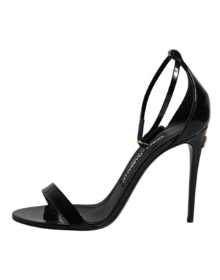 Dolce &amp; Gabbana Black KEIRA Heels Ankle Strap Sandals Shoes