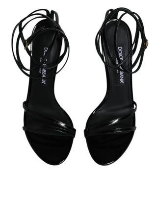 Dolce &amp; Gabbana Black KEIRA Heels Ankle Strap Sandals Shoes