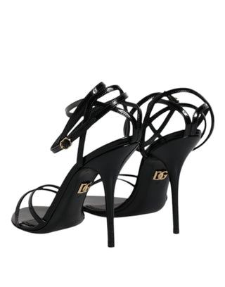 Dolce &amp; Gabbana Black KEIRA Heels Ankle Strap Sandals Shoes