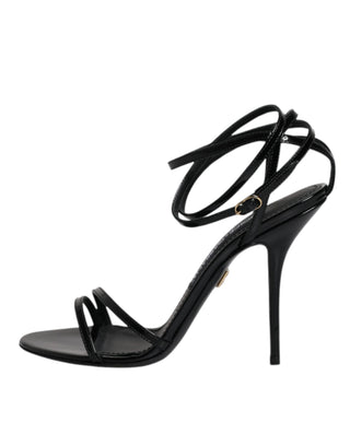 Dolce &amp; Gabbana Black KEIRA Heels Ankle Strap Sandals Shoes