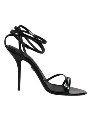 Dolce &amp; Gabbana Black KEIRA Heels Ankle Strap Sandals Shoes