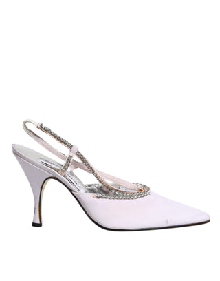 Dolce &amp; Gabbana White Strass Crystal Slingbacks Pumps Shoes