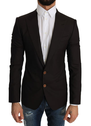 Dolce &amp; Gabbana Sleek Slim Brown Virgin Wool Blazer Jacket